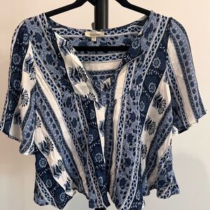 Flynn Skye Blue and White Blouse